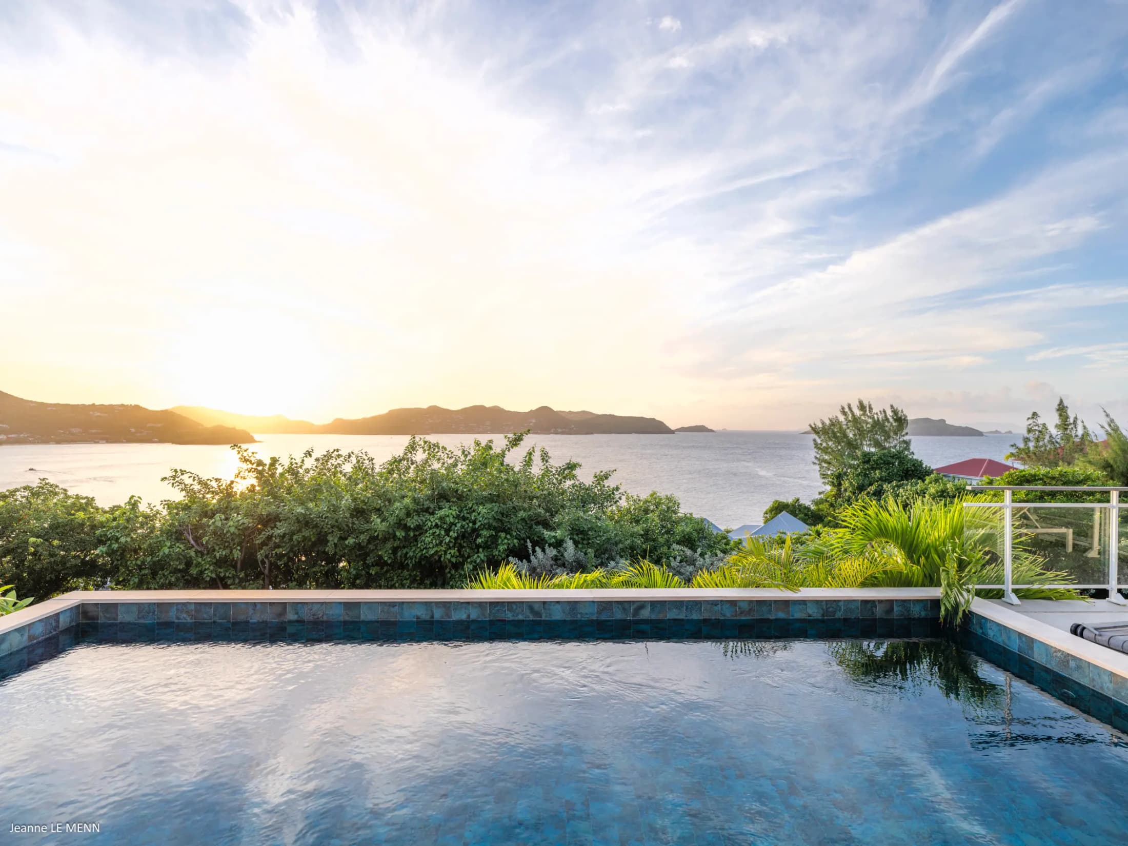 Villa ONLY VIEW illuminated at night above Pointe Milou bay — photo 03