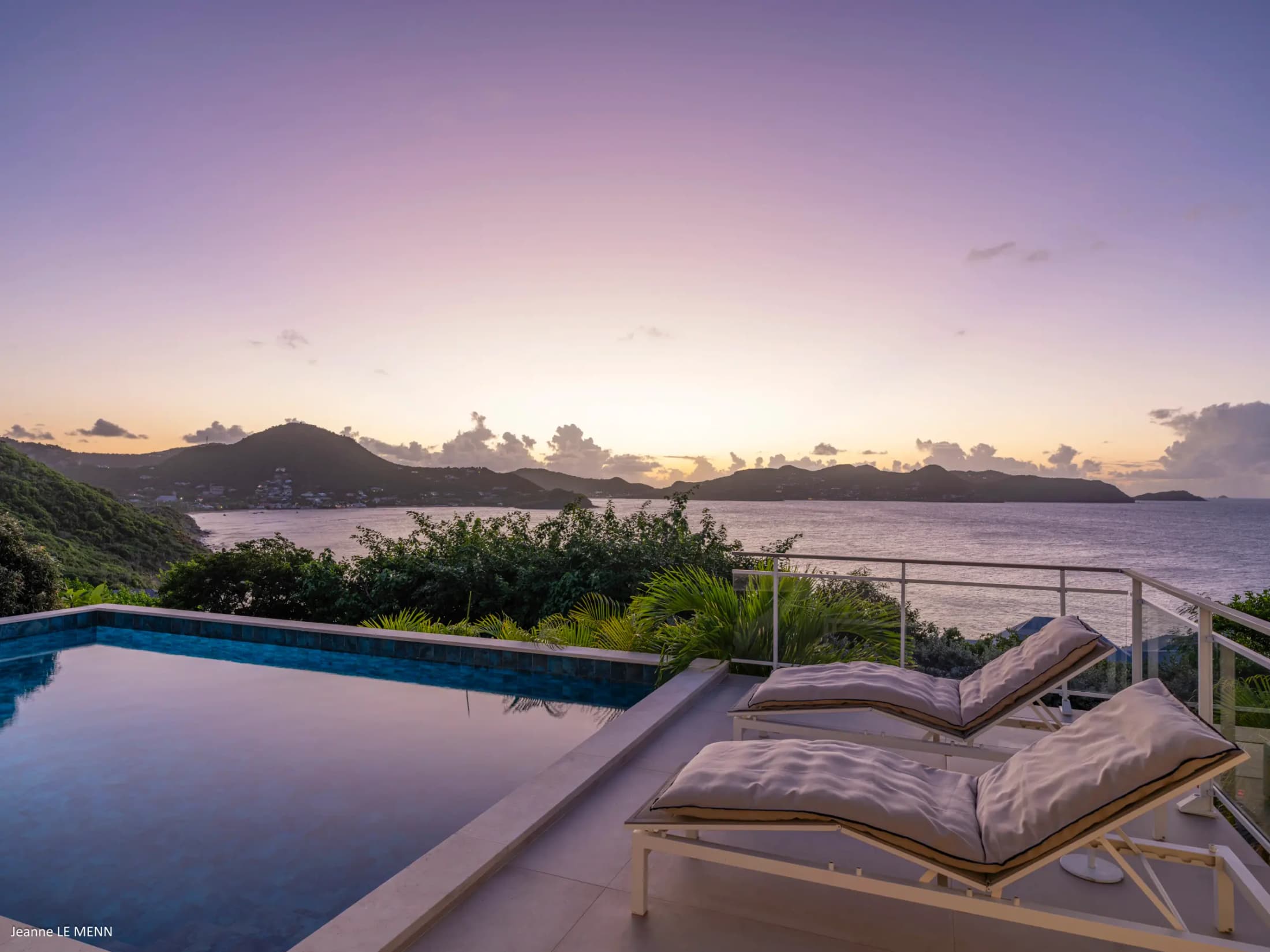 Villa ONLY VIEW illuminated at night above Pointe Milou bay — photo 05