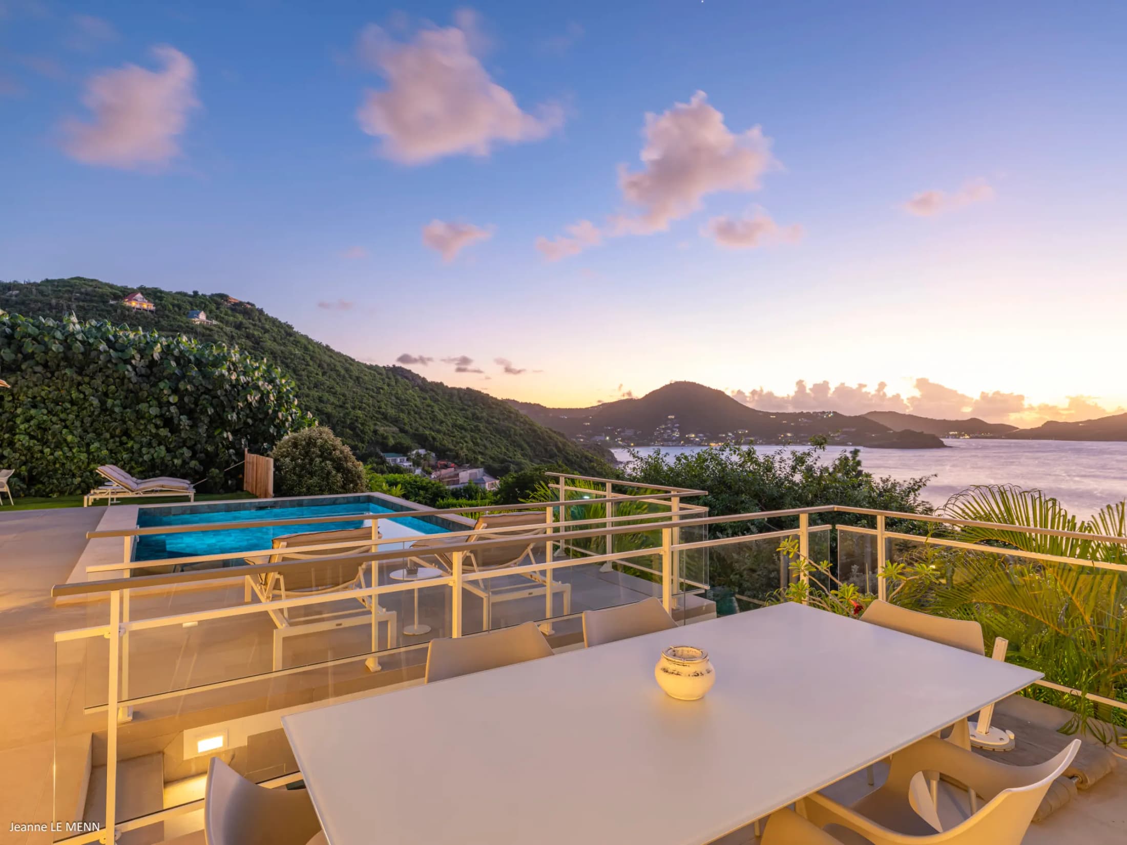 Villa ONLY VIEW illuminated at night above Pointe Milou bay — photo 06